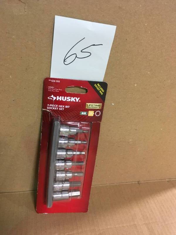 lot 65 image: Husky 38 in. Drive Metric Hex Bit Socket Set (7-Piece) in good condition