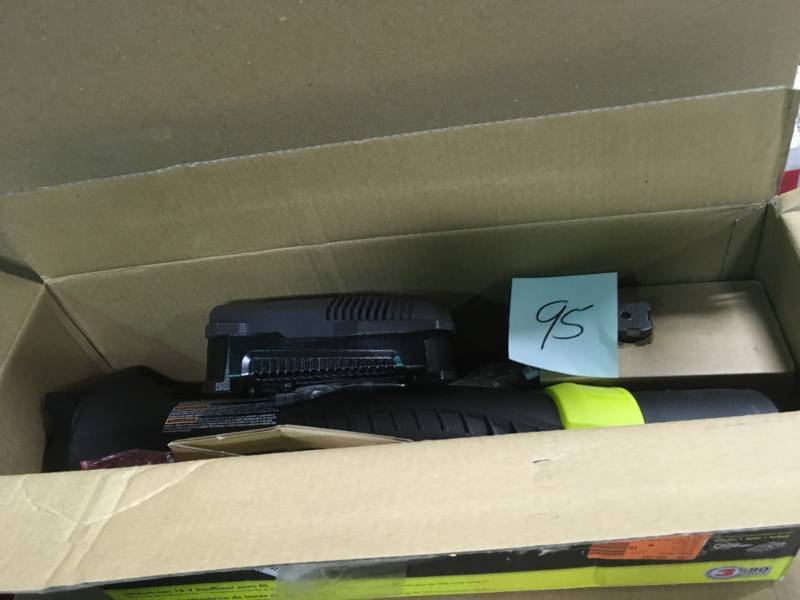 lot 95 image: RYOBI ONE 90 MPH 200 CFM 18-Volt Lithium-Ion Cordless Leaf Blower - 2.0 Ah Battery and Charger Included in good condition