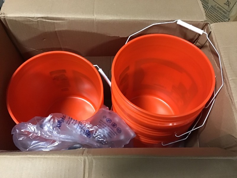 lot 115 image: 5 pc THD  Orange Home Depot Logo Bucket