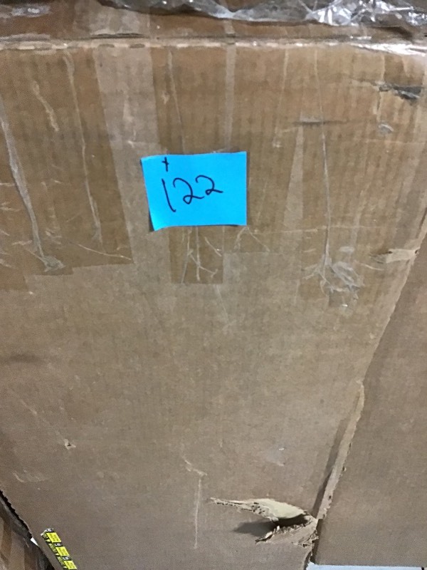 lot 122 image: Lot of 3 Muscle Rack 72 in. H x 36 in. W x 18 in. D 5 Shelf Steel Boltless Rivet Particle Board Shelving Unit in Gray