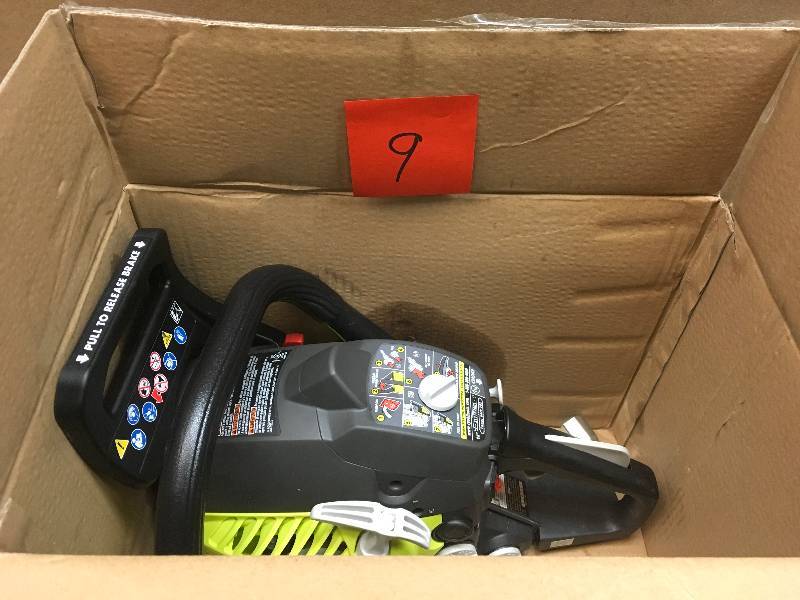 lot 9 image: RYOBI 14 in. 37cc 2-Cycle Gas Chainsaw  in good condition
