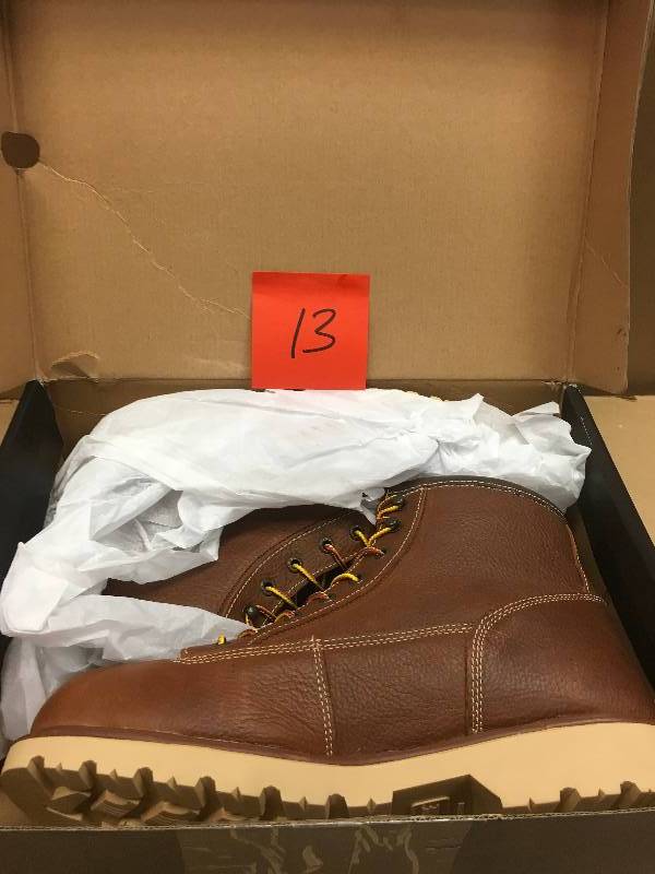 lot 13 image: Wolverine Floorhand 2 Mens 12EW Brown Leather Steel Toe 6 in. Waterproof Work Boot not used