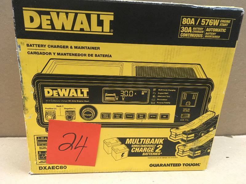 lot 24 image: DEWALT 30 Amp Multi Bank Battery Charger with 80 Amp Engine Start  in good condition