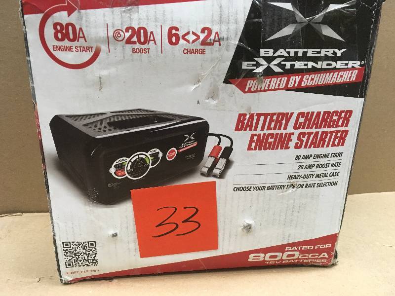 lot 33 image: Schumacher Battery Extender 12-Volt, 80 Amp Engine Start, 20 Amp ChargerMaintainer  in good condition