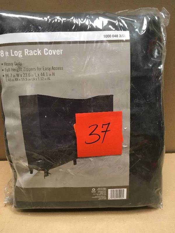 lot 37 image: 8 ft. Heavy Duty Polyester and PVC Log Rack Cover not used