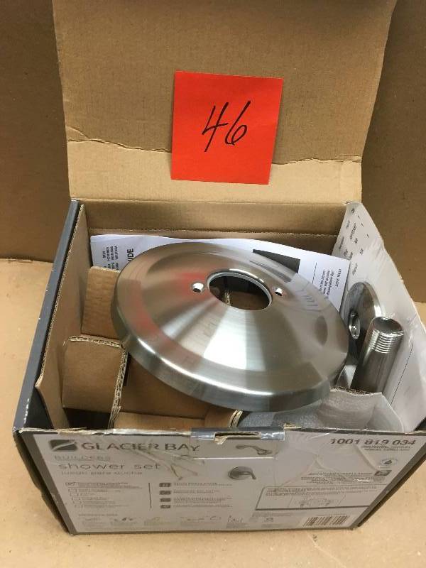 lot 46 image: Glacier Bay Builders Single-Handle 1-Spray Pressure Balance Shower Faucet in Brushed Nickel in good condition