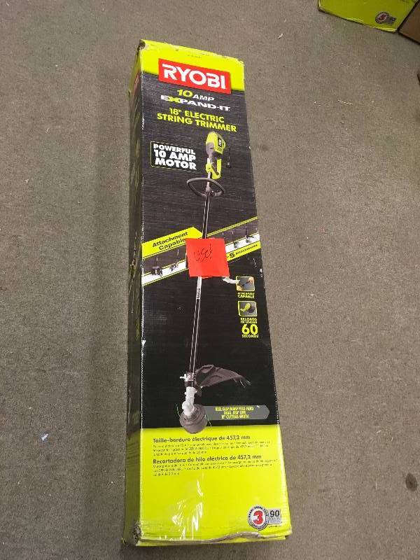lot 53 image: RYOBI 18 in. 10 Amp Electric String Trimmer  in good condition