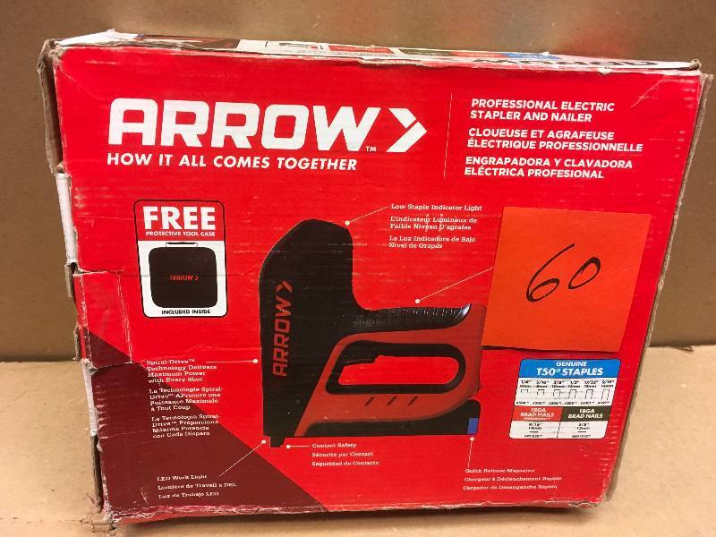 lot 60 image: Arrow Fastener 6 in. Electric Stapler and Brad Nailer  in good condition