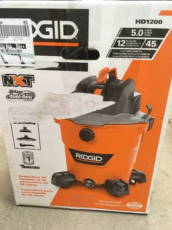 lot 70 image: RIDGID 12 Gal. 5.0-Peak HP NXT WetDry Vac USED  in good condition