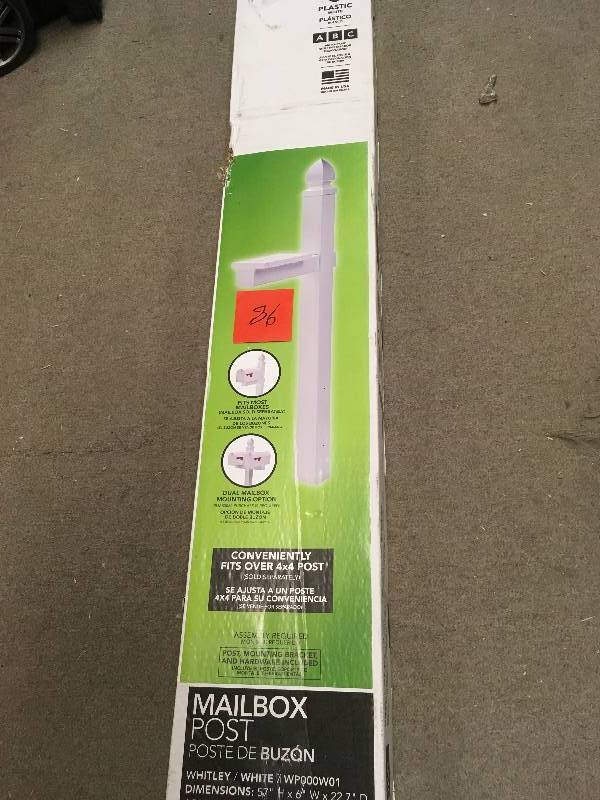 lot 86 image: Gibraltar Mailboxes Whitley Plastic Post Mailbox, White  in good condition