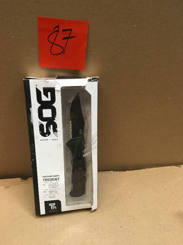 lot 87 image: SOG Trident Partially Serrated Folding Utility Knife  in good condition