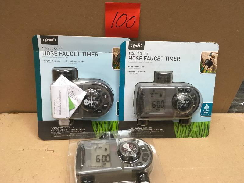 lot 100 image: Orbit 2-Outlet Hose Faucet Timer QTY 3   in good condition