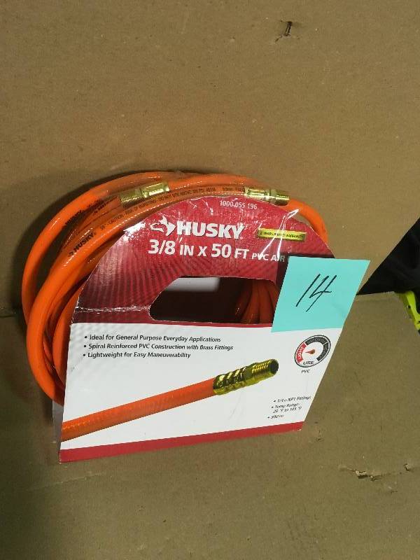 lot 14 image: Husky 38 in. x 50 in. PVC Air Hose not used
