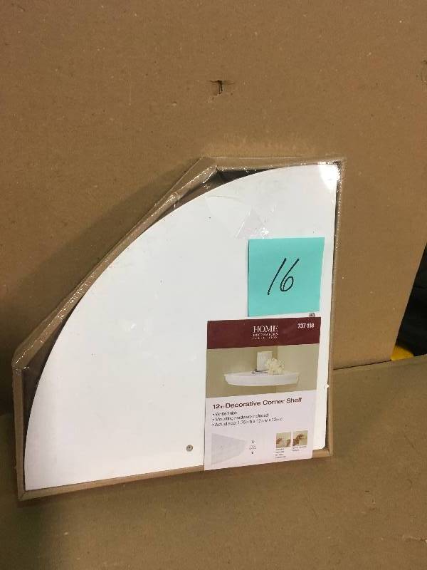 lot 16 image: Home Decorators Collection 12 in. Floating Corner Shelf not used