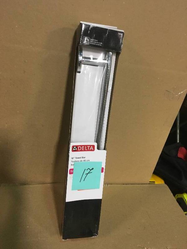 lot 17 image: Delta Trinsic 18 in. Towel Bar in Chrome not used