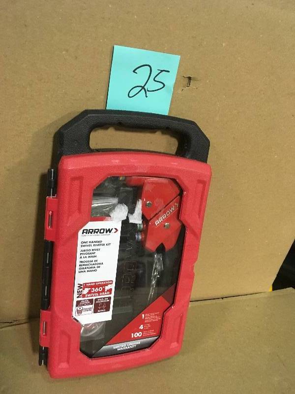lot 25 image: Arrow Fastener 1-Handed Swivel Riveter Kit  in good condition