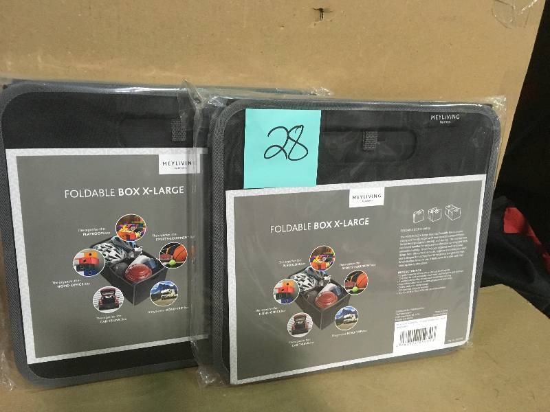 lot 28 image: 13 in. L x 23.6 in. W x 12 in. D X-Large Foldable Box-Black QTY 2  in good condition