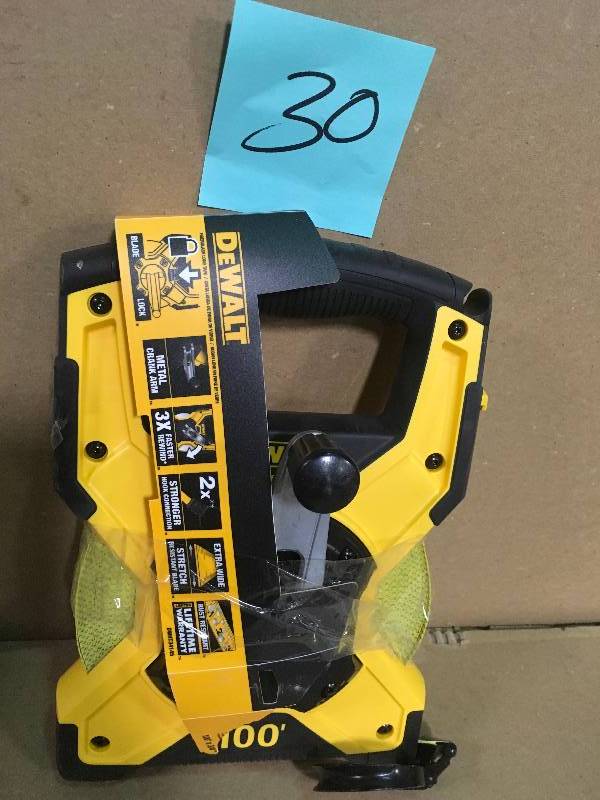 lot 30 image: DEWALT 100 ft. Fiberglass Long Tape Measure  in good condition