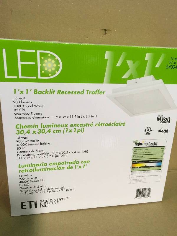 lot 32 image: ETI Lighting 54304141 Light Troffer Backlit 1X1 15W by ETI Lighting  in good condition