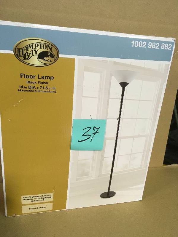 lot 37 image: Hampton Bay 71.5 in. Black Floor Lamp  in good condition
