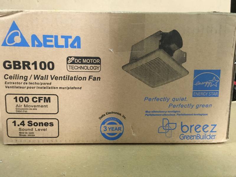 lot 55 image: Delta Breez GreenBuilder Series 100 CFM Wall or Ceiling Bathroom Exhaust Fan, ENERGY STAR  in good condition