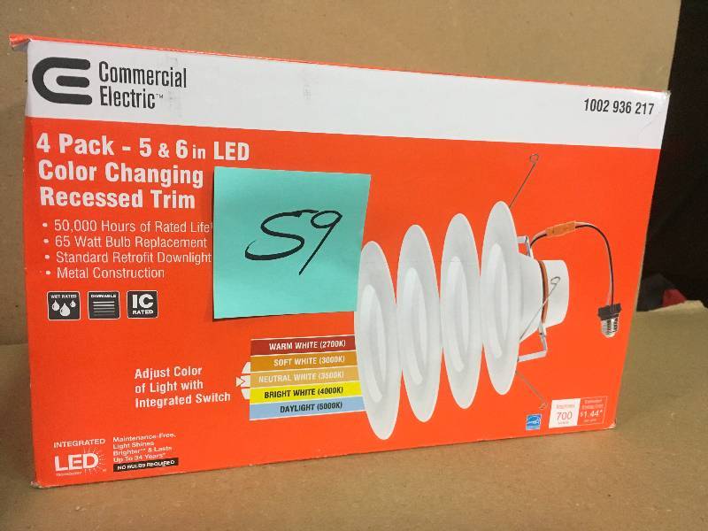 lot 59 image: Commercial Electric 56 in. Matte White Integrated LED Recessed Trim 5-Ways (4-Pack) not used