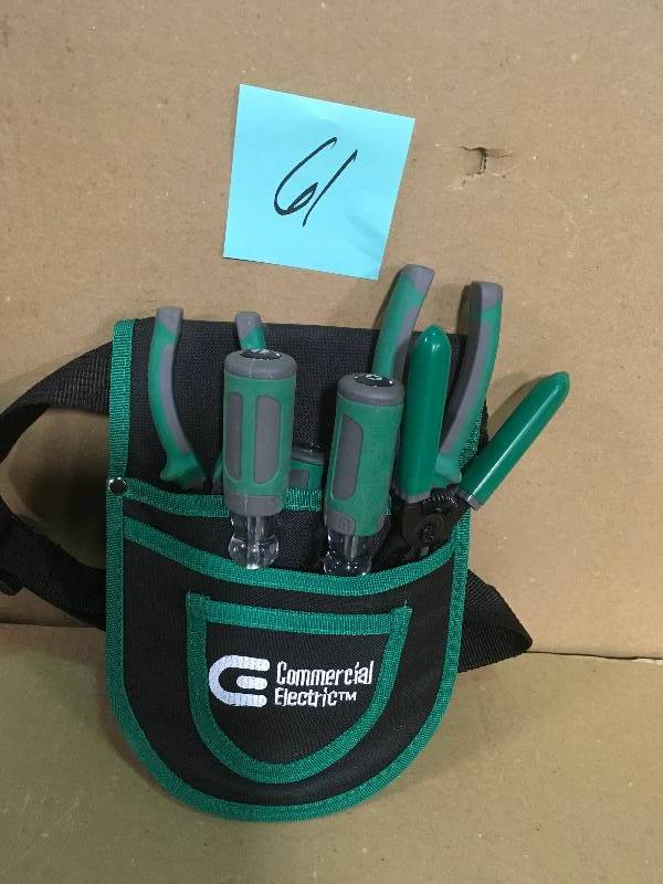 lot 61 image: Commercial Electric 7-Piece Electricians Tool Set with Pouch  in good condition