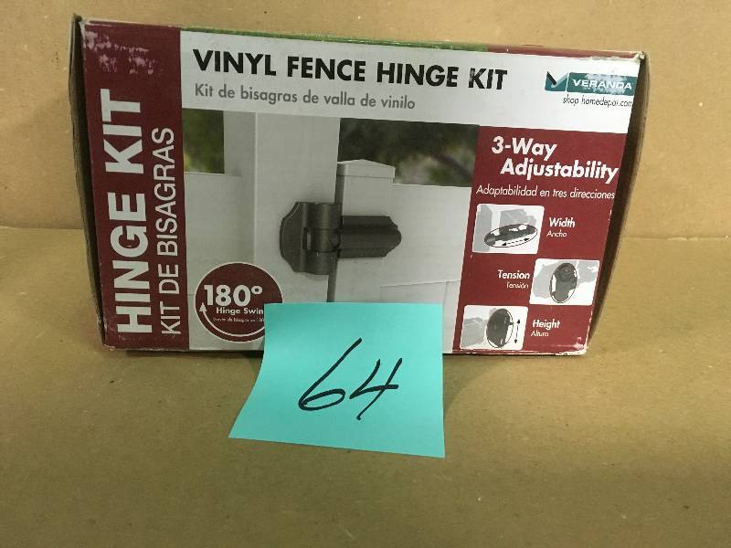 lot 64 image: Veranda 5-12 in. x 7 in. x 9 in. Vinyl Fence Gate Hinge Kit  in good condition