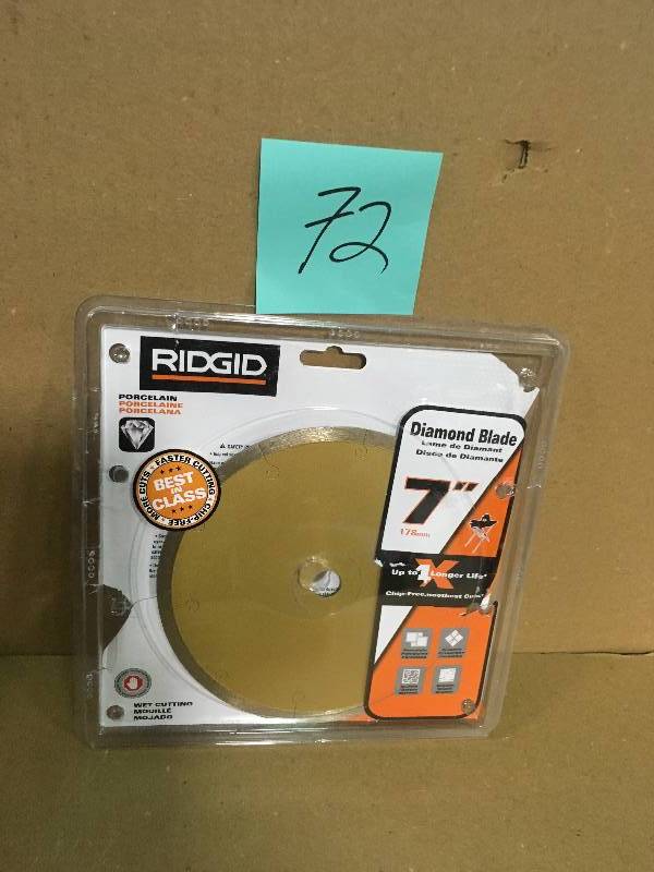 lot 72 image: RIDGID 7 in. Premium Tile Diamond Blade  in good condition