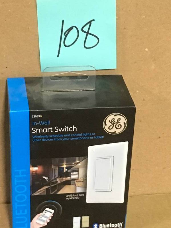 lot 108 image: GE In-Wall OnOff Paddle Bluetooth Timer Switch, AlmondWhite  in good condition