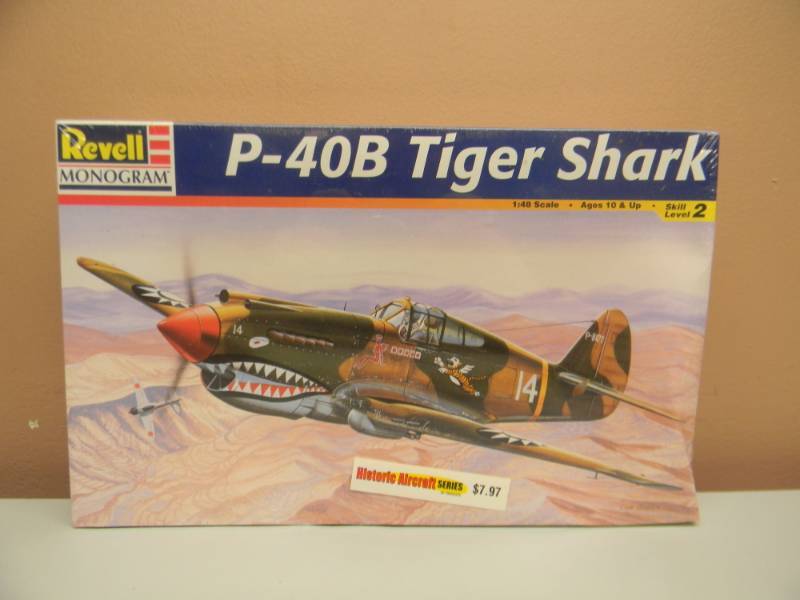 lot 40 image: REVELL MONOGRAM P-40B TIGER SHARK MODEL PLANE - NEW,STILL IN WRAPPER - SEE PICTURES