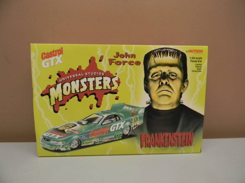 lot 46 image: JOHN FORCE CASTROL GTX UNIVERSAL STUDIOS MONSTERS 124 SCALE FUNNY CAR - LIMITED EDITION - NEW IN BOX - SEE PICTURES