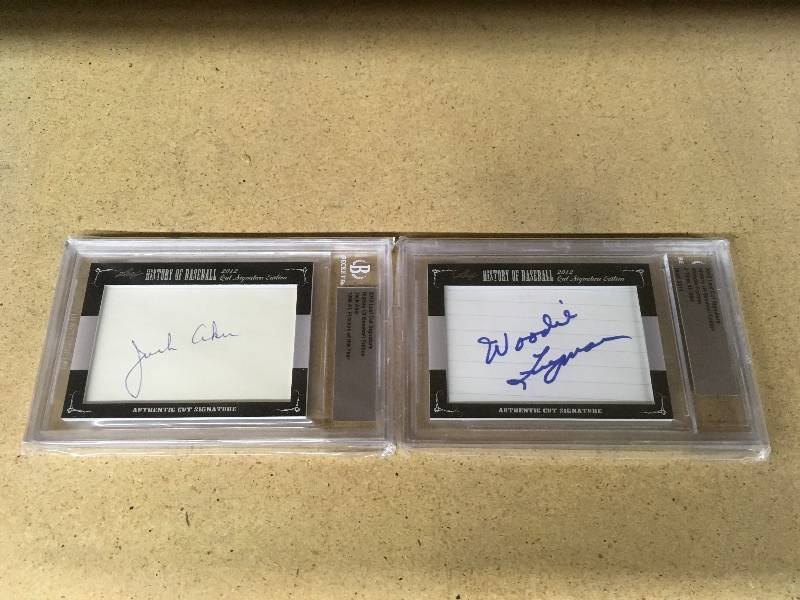 2012 Leaf Cut Signature History Of Baseball Edition Jack Aker 1966 AL Fireman Of The Year Card &2012 Leaf Cut Signature History Of Baseball Edition Woodie Fryman 2- Time All- Star Card