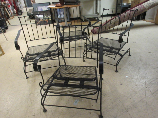 lot 131 image: WROUGHT IRON PATIO CHAIRS