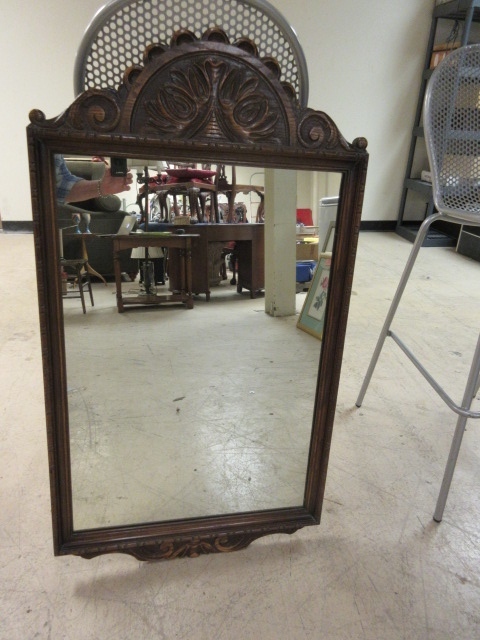 lot 135 image: MIRROR WITH CARVED WOODEN FRAME