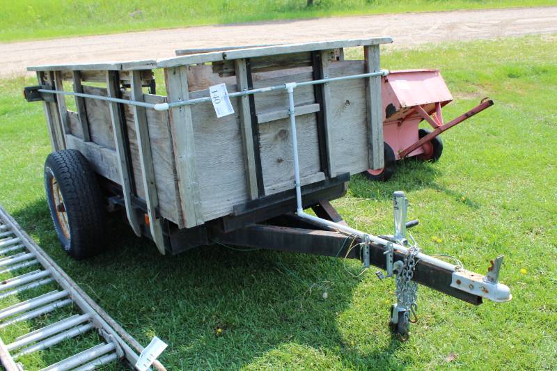 lot 140 image: Custom Single-Axle Trailer with Wood Bed and Sides