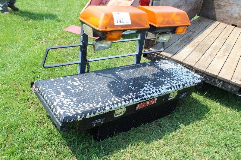 lot 142 image: Delta Truck Bed Box with Street Hawk Dual Rack-Mount Caution Lights