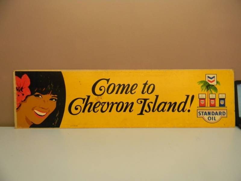 lot 8 image: VINTAGE STANDARD OIL CARDBOARD ADVERTISING SIGN - APPROX 43 BY 13 - SEE PICTURES
