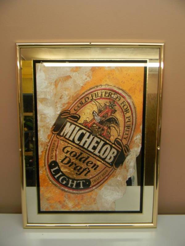lot 23 image: MICHELOB GOLDEN DRAFT MIRROR SIGN - APPROX 18 BY 25 - SEE PICTURES