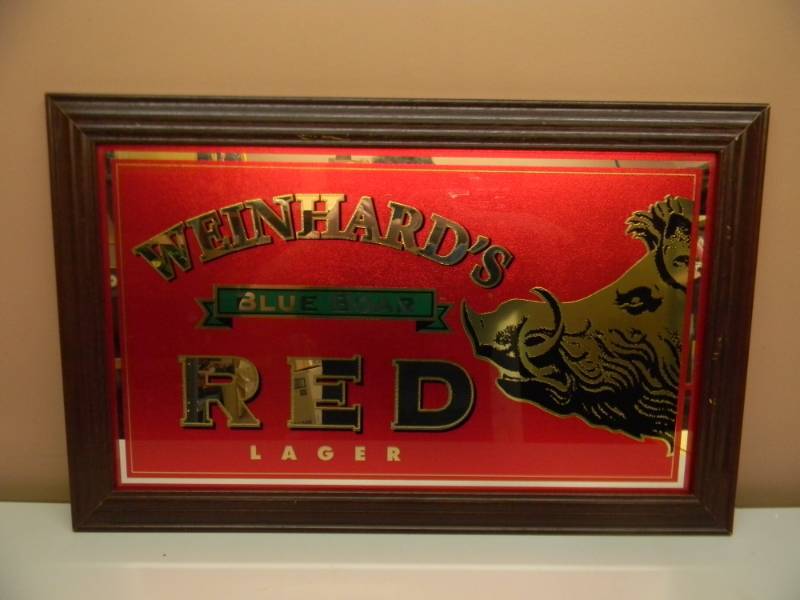 lot 36 image: WEINHARD BEER COLORFUL FRAMED MIRROR - APPROX 20 BY 32 - SEE PICTURES