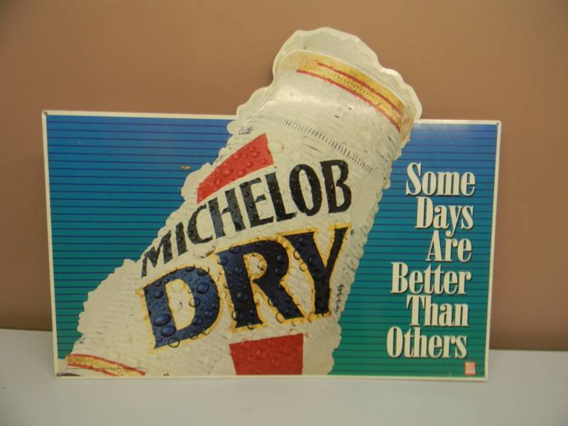lot 41 image: MICHELOB DRY TIN SIGN - APPROX 19 TALL - SEE PICTURES