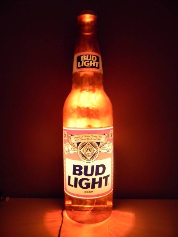 lot 47 image: BUD LIGHT LIGHTED BOTTLE SIGN - WORKS - SEE PICTURES