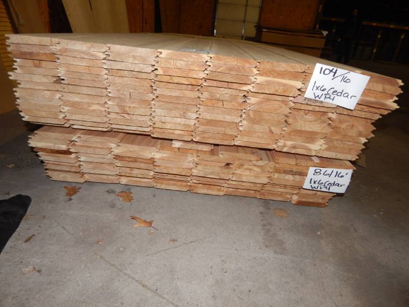 lot 75 image: 1 x 6 Cedar WP4 Tongue & Groove Paneling
