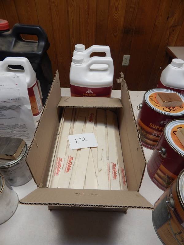 lot 172 image: Wood brightener concentrate and paint stir sticks