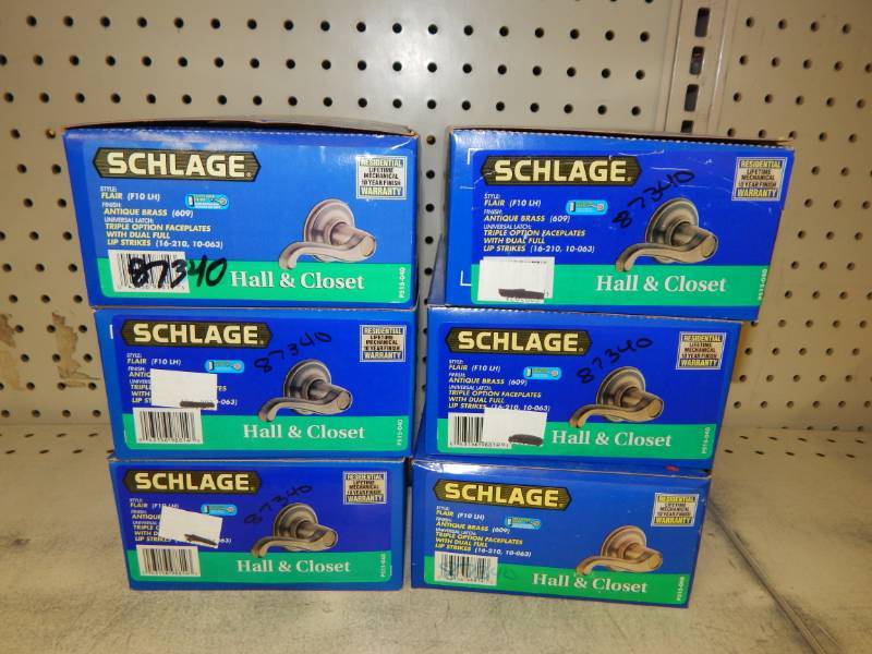 lot 213 image: Lot of Schlage Antique Brass Finish Locks