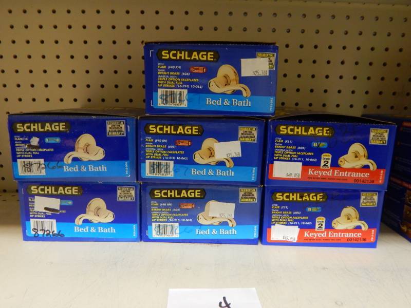 lot 364 image: Lot of Bright Brass Schlage Door Knobs