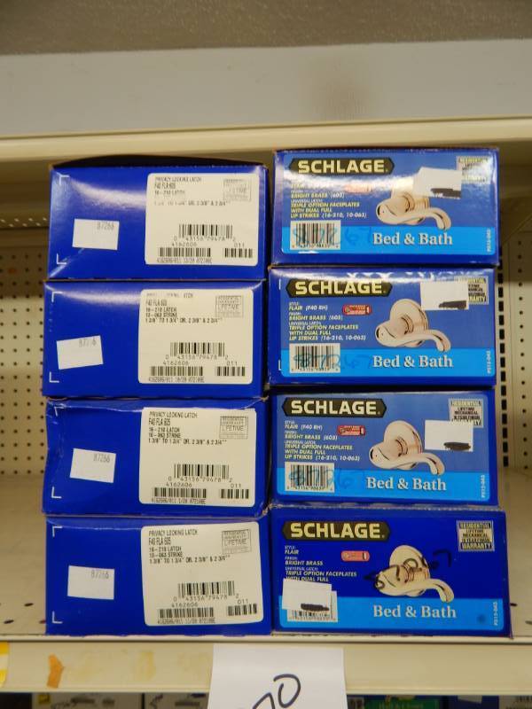 lot 370 image: Lot of Bright Brass Schlage Door Knobs