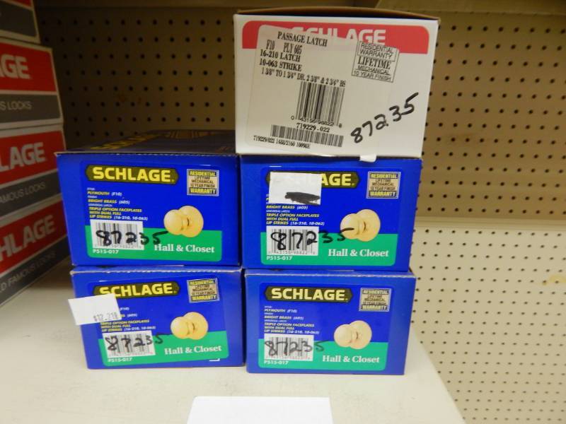 lot 376 image: Lot of Bright Brass Schlage Door Knobs