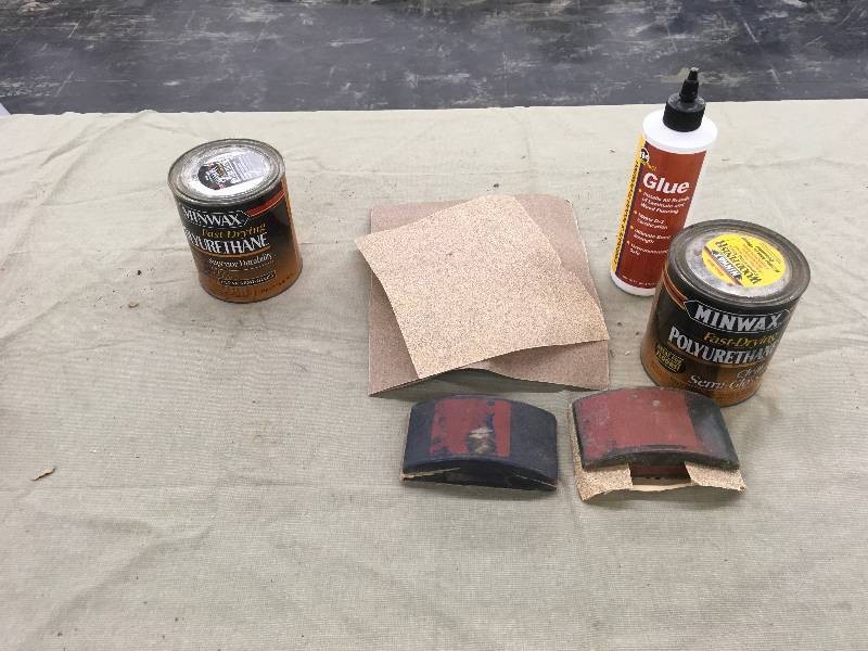 lot 132 image: Sandpaper, Polyurethane, & Wood Laminate Glue