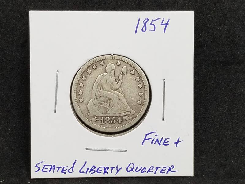 lot 19 image: 1854 Seated Liberty Quarter Fine 